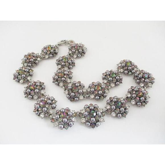 Jewelry - Charter Club Silver Tone Crystal and Faux Pearl Cluster Necklace